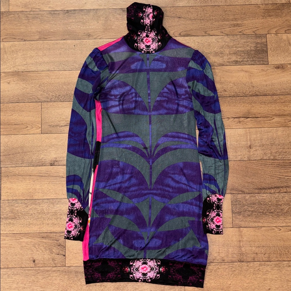 Custo Barcelona Vanity Size 1 Dress Biker Chick Abstract Art Vintage Colorful - Picture 3 of 16